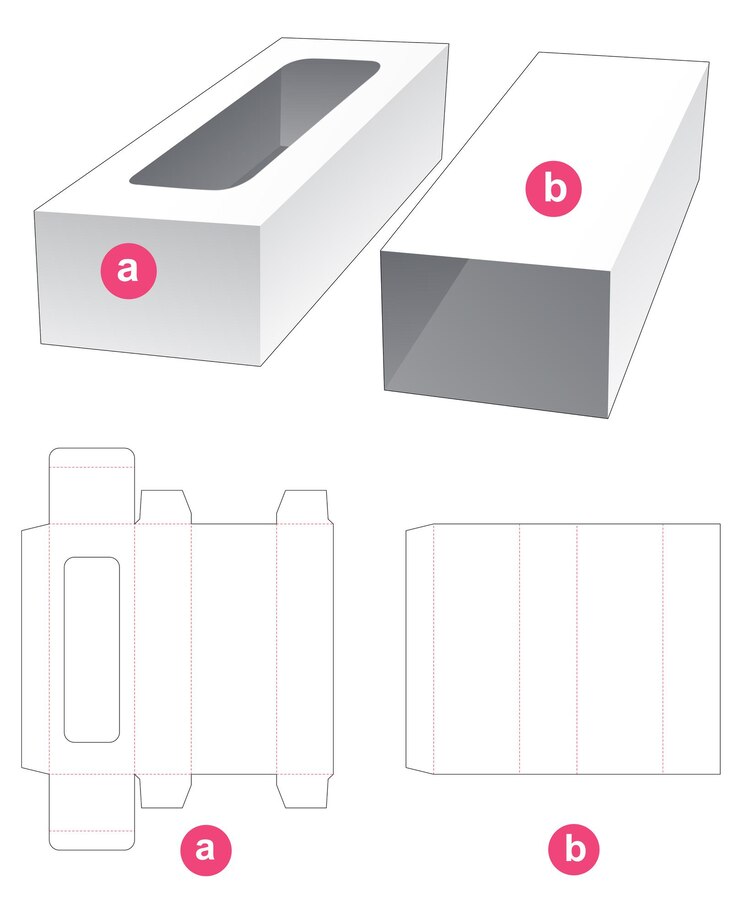 Vector bandeja rectangular con plantilla troquelada de tapa