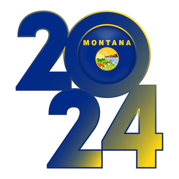 Bandera 2024 con la bandera del estado de Montana dentro de la ilustración vectorial