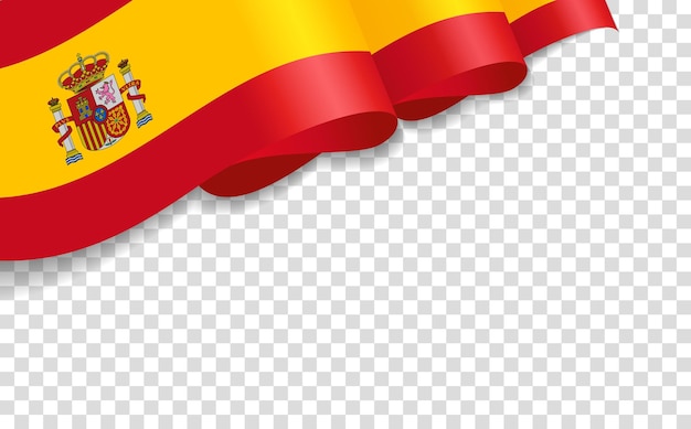 Bandera 3D aislada de España en un fondo transparente Elemento de diseño de la tarjeta de felicitación