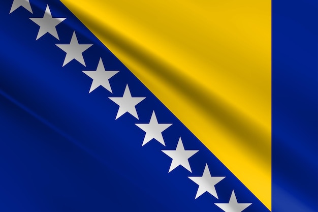 Bandera 3D de Bosnia y Herzegovina sobre tela arrugada. bandera de bosnia y herzegovina