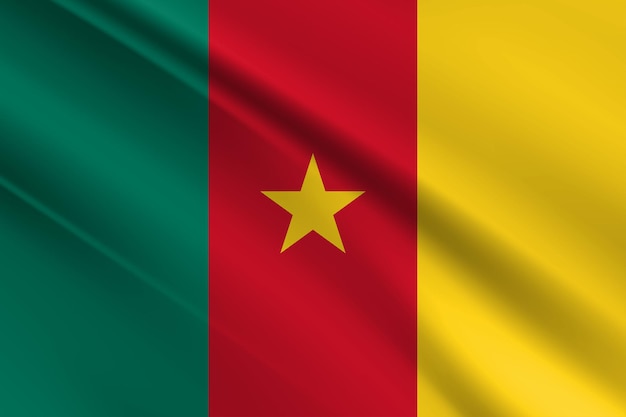 Bandera 3d de camerún sobre tela arrugada.bandera de camerún, bandera nacional de camerún.