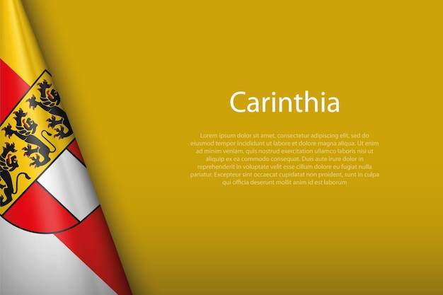 Bandera 3d estado de Carintia de Austria aislado en el fondo con copyspace