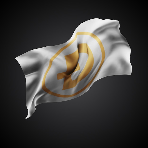 Bandera 3D vectorial de Dogecoin con ondas en un fondo negro
