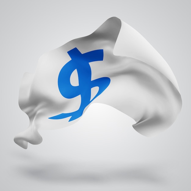 Bandera 3D vectorial de dólares con ondas en un fondo blanco