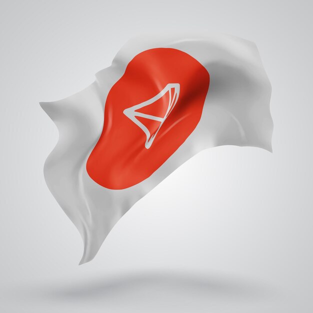 Bandera 3D vectorial de Tron con ondas en un fondo blanco