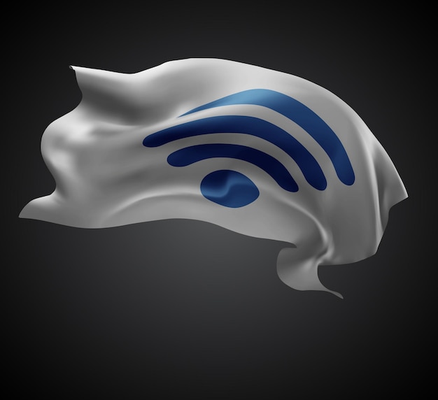 Bandera 3D vectorial WiFi con ondas en un fondo negro