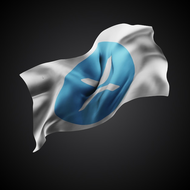 Bandera 3D vectorial XRP con ondas en un fondo negro