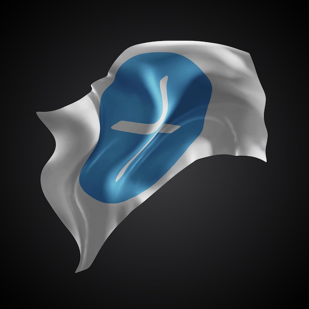 Bandera 3D vectorial XRP con ondas en un fondo negro
