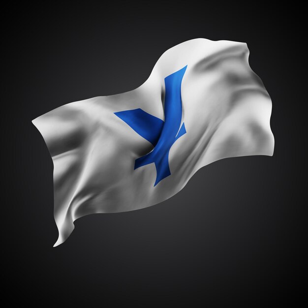 Bandera 3D vectorial de Yuan con ondas en un fondo negro