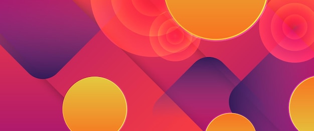 Bandera abstracta de gradiente vectorial naranja y púrpura con elementos de formas geométricas Para presentación de fondo papel tapiz de fondo bandera folleto diseño web y portada