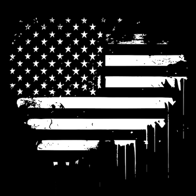 Bandera abstracta realista en blanco y negro de las tradiciones nacionales del día de la independencia del país de América Vector