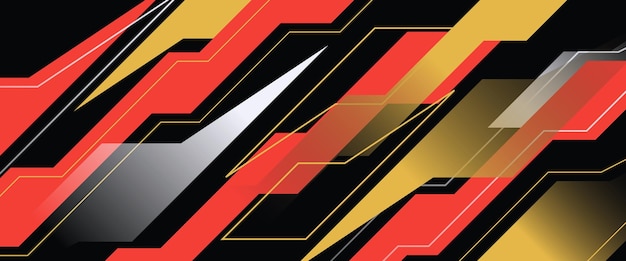 Bandera abstracta vectorial roja, amarilla y negra con estilo de carreras deportivas de velocidad Diseños de kits de banderas de carreras de rayas abstractas gráficas para vehículos de carreras, carreras de rally, aventuras y librea