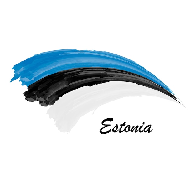 Vector bandera de acuarela de estonia ilustración de trazo de pincel