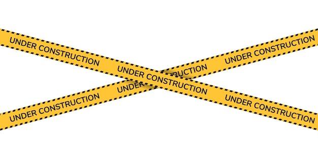 Bandera de advertencia de cinta bajo construcción con signo de fondo transparente para el sitio de construcción de carreteras
