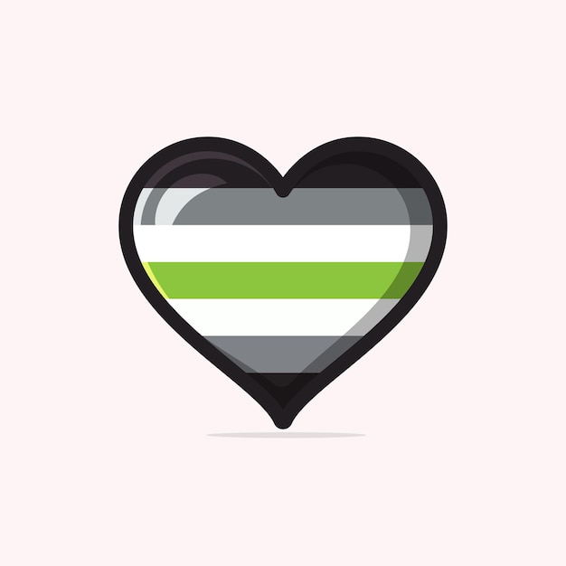 Bandera de Agender en una ilustración de vector de forma de corazón