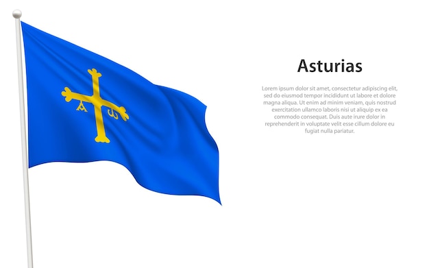 Vector la bandera aislada de asturias es una comunidad de españa