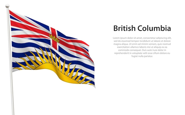 Vector la bandera aislada de la columbia británica es una provincia de canadá