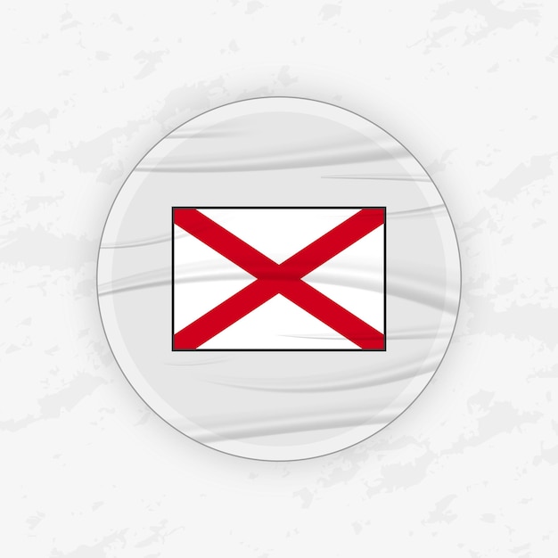 Bandera de Alabama en un diseño de emblema circular Abstracto Ilustración de pegatina redonda