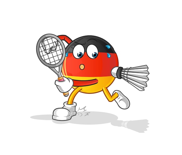 Bandera alemana jugando ilustración de bádminton. vector de caracteres