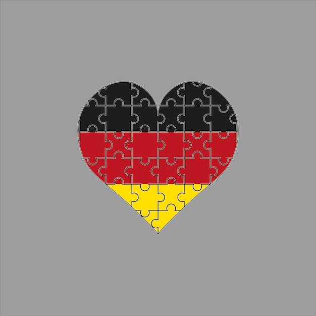 Bandera de Alemania en el corazón del rompecabezas sobre fondo gris