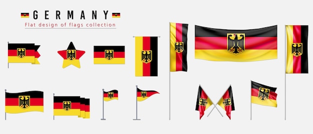 Bandera de alemania diseño plano de colección de banderas