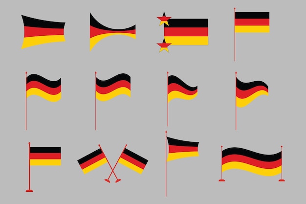 Bandera de Alemania Establezca la bandera original y simple de Alemania Ilustración vectorial del paquete de la bandera de Alemania