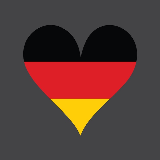 Vector bandera de alemania en forma de corazón con la bandera de alemania