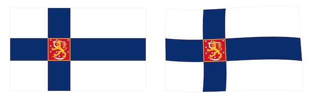 Bandera / alférez del estado de la república de finlandia. versión simple y ligeramente ondulada.