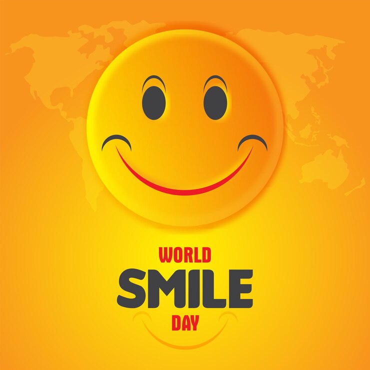 Bandera amarilla del cartel del día mundial de la sonrisa