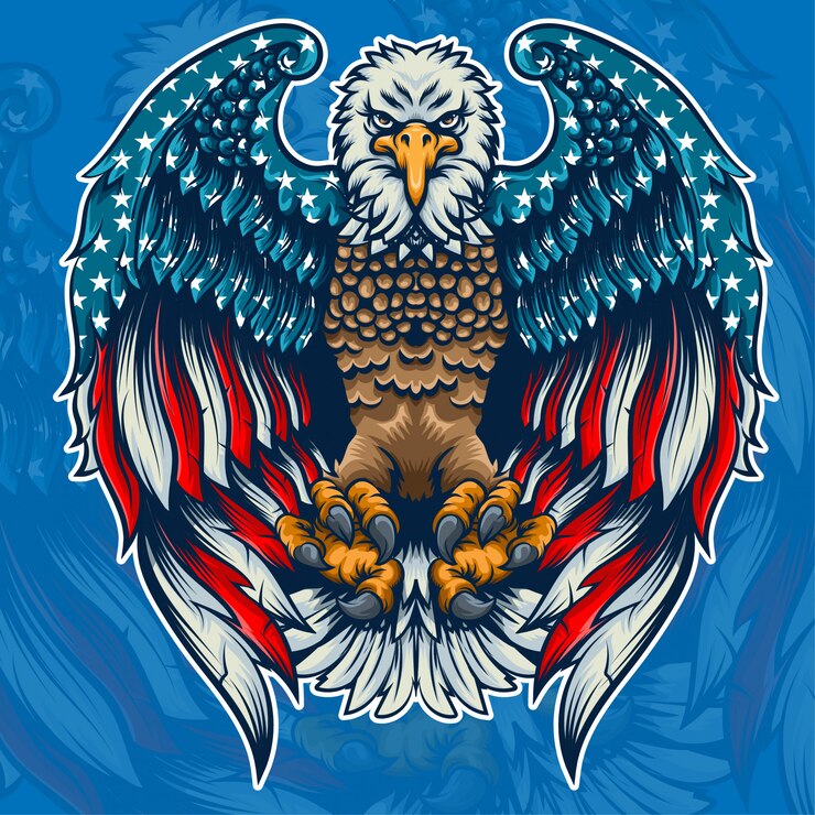 Bandera americana águila dentro
