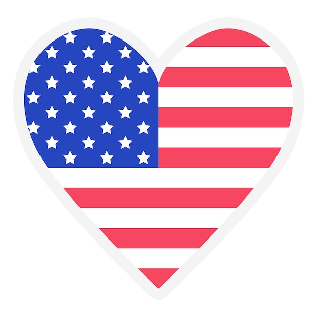 Bandera americana en forma de corazón. Elección presidencial de Estados Unidos. Concepto de voto, patriotismo e independencia.