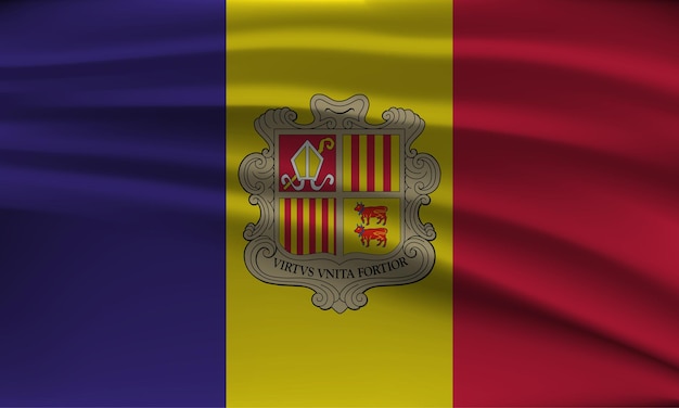 Bandera de Andorra con efecto ondulado debido al viento