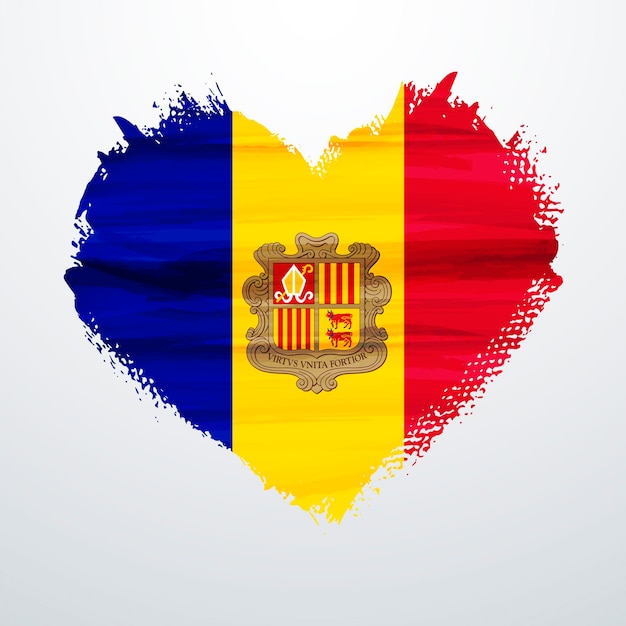 Bandera de Andorra en forma de corazón