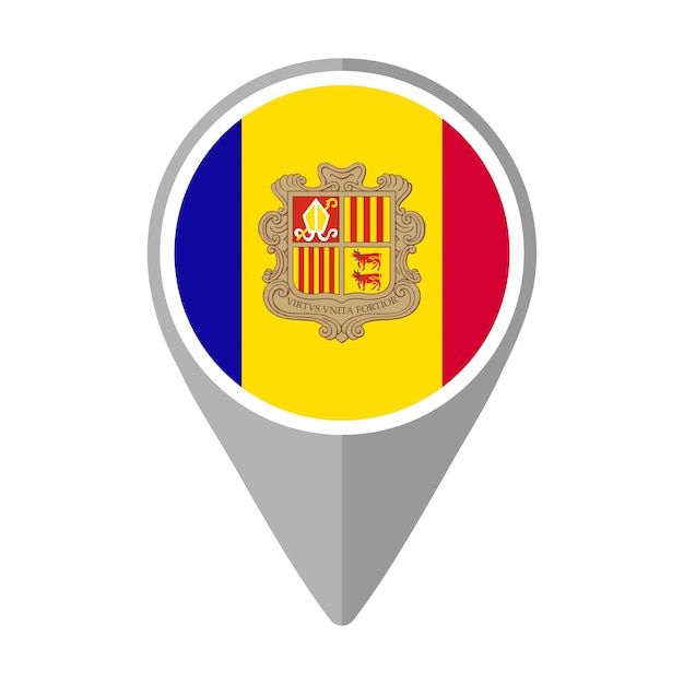 Bandera de Andorra en el pin de ubicación