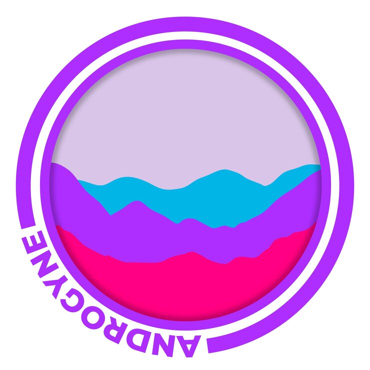 Vector bandera andrógina con patrón de montaña colinas con colores de orgullo