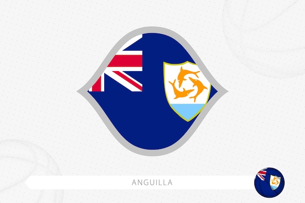 Bandera de Anguila para la competencia de baloncesto sobre fondo de baloncesto gris.