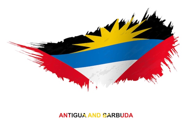 Bandera de Antigua y Barbuda en estilo grunge con efecto de ondulación, bandera de trazo de pincel grunge vector.