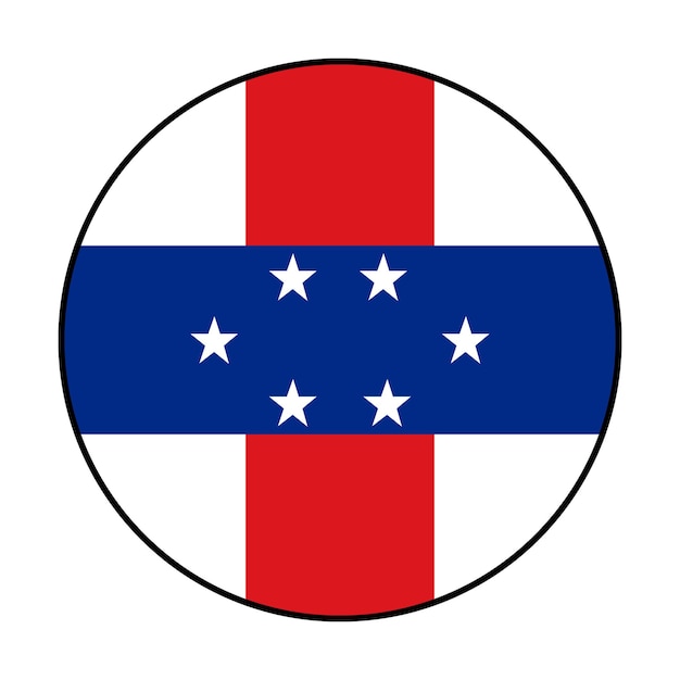 Bandera de las Antillas Neerlandesas borde negro icona del logotipo del círculo de la bandera de las Antilles Neerlandeses