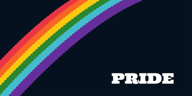 Bandera del arco iris del orgullo Bandera LGBT Texto del mes del orgullo sobre fondo negro Concepto LGBTQ Copiar espacio