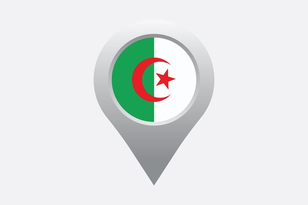 Bandera de Argelia con el signo de ubicación argelino