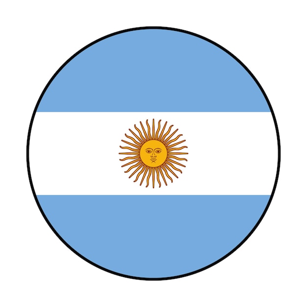 Bandera de Argentina Borde de bucle negro Logotipo del círculo de la bandera de Argentina Ilustración vectorial por computadora