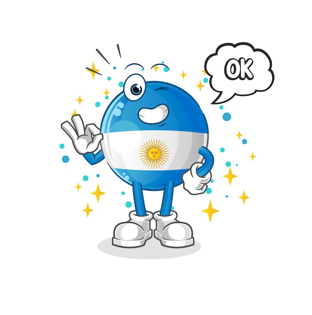 La bandera argentina está de acuerdo con la mascota. vector de dibujos animados