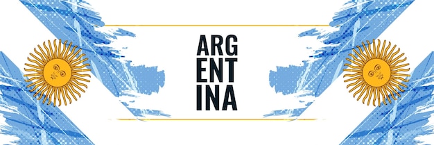 Vector bandera argentina en estilo de pintura de pincel grunge con efectos de luz de medio tono y brillantes bandera argentina en concepto de grunge