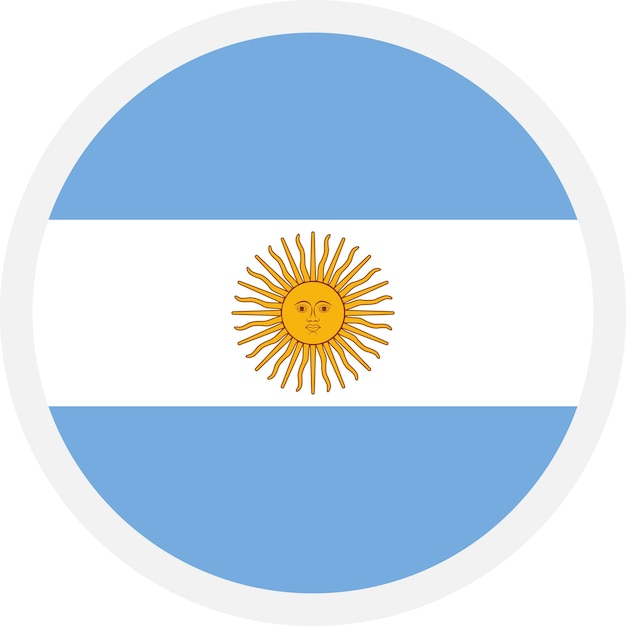 Bandera de Argentina Icono redondo en fondo transparente Estilo plano