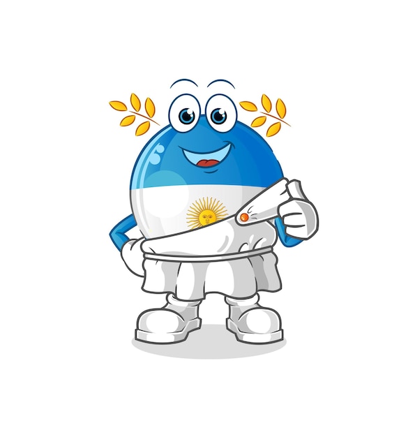 Bandera de Argentina con ropa griega. vector de mascota de dibujos animados