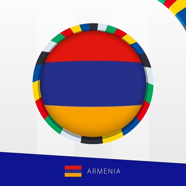 Bandera de Armenia con un círculo de colores en el borde