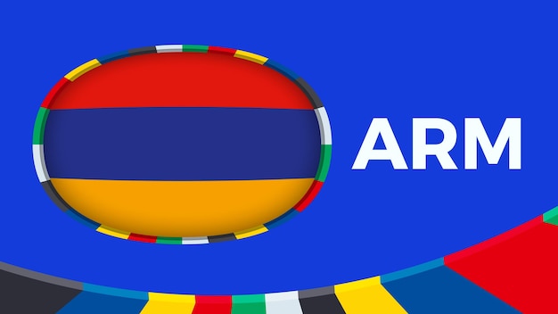 Vector bandera de armenia estilizada para la clasificación del torneo de fútbol europeo