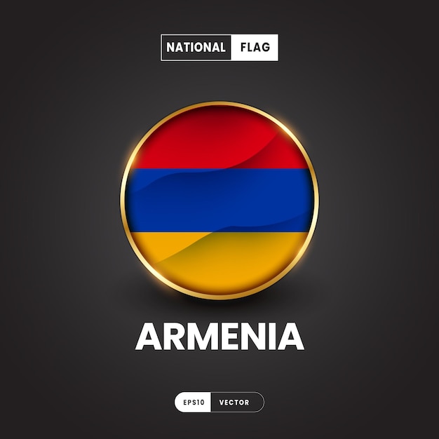 Bandera de Armenia ilustración vectorial Bandera de Asia 3D EPS10