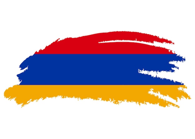 Bandera de armenia trazos de pincel grunge sobre un fondo blanco