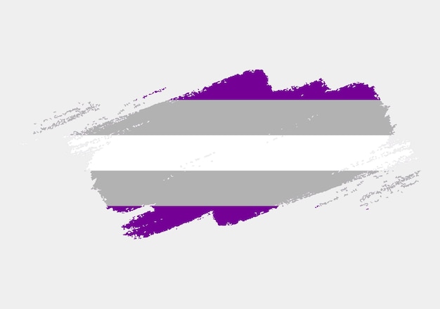 Bandera de asexualidad gris pintada con pincel sobre fondo blanco Concepto de derechos LGBT